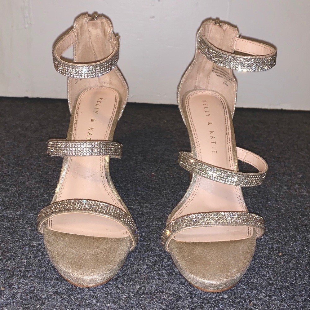 Metallic Rhinestone Strappy Heels - Picture 3 of 7